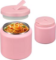 26oz (760ml) Soup Thermo for Hot Food Kids with Buckle Lid Insulated Vacuum Food Jar Wide Mouth Leakproof SS Lunch Container 560ml rožinė