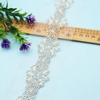 Vintage Eco-Friendly Glass Beads Water-soluble Lace Pearl Webbing for Bags & Shoes 3.5cm Width Clothing Accessories