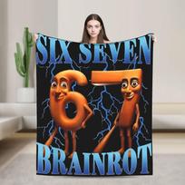 Brainrot Tung Tung Tung Sahur Bruh Flannel Blanket Autumn Warm Soft Throw Blanket for Children Bedspread Sofa Bed Cover Size: 75*100cm, Weight: 230 GSM