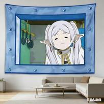 Sousou no Frieren Frieren Spongebob Meme Wall Tapestry Elf Girl in Krusty Krab, Wall Hanging for Anime Fans Bedroom & Dorm Decor 100X70CM