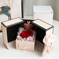 Bear Rose Double Door Plastic Jewelry Box New Design With Eternal Flower Rose for Necklace Gifts on Valentine's Mother's Day Paper&Plastic