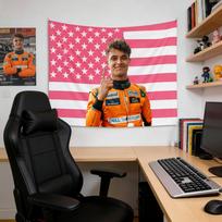 Lando Norris Rožinė Amerikos Vėliava Gobelenas Lenktynių Entuziastams Vyrams Ir Moterims Lova Ar Galvūgalio Dekoras Populiarus Prekės 100X70CM pink