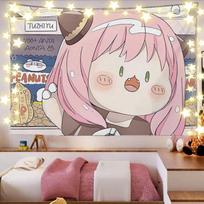 Spy X Family Ania Anime Wall Tapestry Decorative Headboard for Bedroom Dormitory Fans Artwork Anime Wall Decor 100X70CM gray