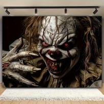 sinister smile Night Demon tapestry Clown Blood Eyes Sharp Claws Room Decoration Halloween Party Decoration 100X70CM gray