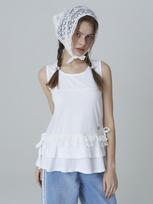 Adore Bell Ribbon Lace Frill Sleeveless - White Free