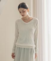 Sup Cable V-Neck Knit (Sb2Lkf1) Ivory(22)/066