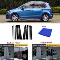 Anglies pluošto automobilio lango durelių kolona BC stulpelio stulpelio dangčio apdaila, tinka VW Golf Sportsvan 2016- veidrodinio efekto kompiuteris bright black