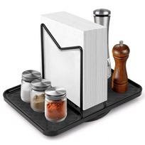 Anti-Slip Paper Towel Dispenser Tray Base Standing Napkin Dispenser Condiment Organizer  Restaurant juoda