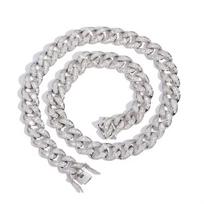 Factory Sell Real Gold Color Plated Hip Hop Brass and Rectangular Zircon 12mm Cuban Chain Bracelet Necklace for Men hip hop cuban chain necklace&16inch(40cm) sidabras