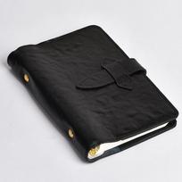 Luxury A6 Leather Binder Notebook with Refillable Inserts, Custom Design for Corporate Gifts (Black,A6) juoda