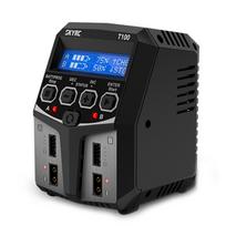 SKYRC T100 dvigubo balanso įkroviklis 5A 100W AC100-240V XT60 kištukas dviejų kanalų įkroviklis, skirtas 2-4S LiPo US plug juoda