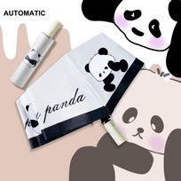 Cute Panda Pattern Fully Automatic Folding Umbrella for Rain, Sun and UV Protection Travel Umbrella 1pc
