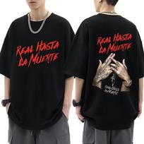 Reperis Anuel AA Real Hasta La Muerte Vyriški kasdieniai medvilniniai marškinėliai Punk Hip Hop Retro Laisvi marškinėliai Gatvės apranga S