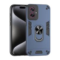 KEYSION Shockproof Case for Motorola MOTO G55 5G Silicone+PC Camera Protection Ring Stand Phone Cover for MOTO G54 5G G64 G14 for MOTO G14 mėlyna