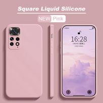 Dėl Redmi Note 11 Pro 11 11S 4G 5G Global atvejo Kvadratinis skysto silikono telefono dėklas Xiaomi Redmi Note 11 11S Note11 Pro galiniam dangteliui Redmi Note 11 rožinė