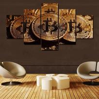 Be rėmelių Bitcoin kriptovaliutos pinigų nuotrauka 5 vnt. drobės paveikslėlis spaudinys sieninis menas drobė tapyba Sienų dekoras svetainei 20x35cm*2  20x45cm*2  20x55cm*1