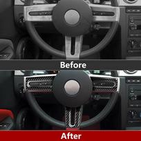 New 3Pcs Carbon Fiber Steering Wheel Cover Wear-resisting For Ford Mustang 2005-2009