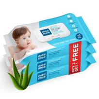 Mee Mee Caring drėgnos servetėlės ​​kūdikiams su dangteliu, 72 vnt (Aloe Vera, 3 vnt)