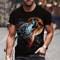 Man’s T-Shirt 3D Digital Wolf Animal Print Graphic Causal Tees Short Sleeves Comfortable Pullover Tops Men's Clothing S