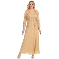 Women's Plus Size Lace Cardigan & Chiffon Long Dress Set 9957 S
