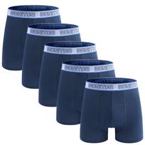 5pieces/pack Men's Panties Sexy Medium Long Mens Underpants Letter Boxers Underwear For Men Polyester Boxer Shorts M tamsiai mėlyna spalva