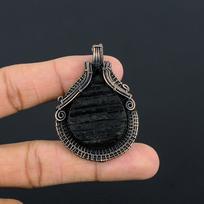Black Tourmaline Rough 999 Copper Wire Wrapped Pendant, Handmade Gemstone Pendant Jewelry, Gifts For Wife Brand New Pendant 2.55 Inches