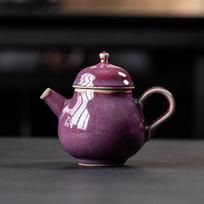 Jun kiln purple gold teapot pear pot household high-grade large-capacity tea cup bubble teapot ceramic single pot kiln-changed crystalline glaze
