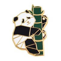 Origami Panda Bamboo Enamel Pin - Cute Badge Gift for Friends & Classmates, Souvenir & Backpack Decoration. balta