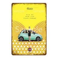 Classic Fiat 500 Vintage Metal Tin Signs Wall Art Decor Poster For Cafe Bar Pub Home Wall Decor Car Metal Art Poster YK029 20x30cm（7.8x11.8inch）