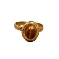 Vintage Irregular Opening Ring Stylish Geometric Tigers Eye Stone Ring Gemstones Accessory for Parties and Daily Wear