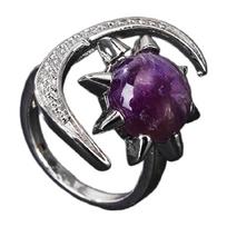 Stylish Natural Gemstones Star Moon Ring Handmade Finger Accessories Ergonomic Design Evening Wear Accessory
