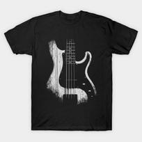 Men Black Print T-shirt Bass Guitar No-Cut Transfer Paper Print Cotton Tshirt 3XL juoda