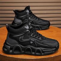 Men's High-top Chunky Sneakers Breathable Mesh Non-slip Lace-up Platform Casual Shoes for Daily Wear 39