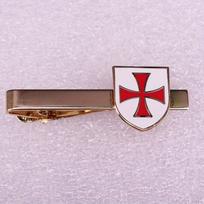 Knights Crusader Pin Charming Cross Shield Pattern Metal Tie Clips Business Suit Decor Supplies Badge Gold