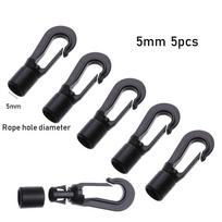 Plastic POM Clips Clothesline Straps Hooks Rope Buckle Camping Tent Hook Elastic Ropes Buckles 5mm 5pcs black