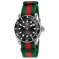 Gucci Dive serijos laikrodis Automatinis mechaninis judėjimas Nailono dirželis 40 mm Juodas ciferblatas Atsparus vandeniui 300 m Unisex laikrodžiai YA136364 Brand-New Out of Warranty