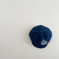 Guai Bao Unisex Children's Korean Style Denim Beret with Star Embroidery for Sun Protection - Spring/Summer 50-52cm (Recommended for 8-10 years) tamsiai mėlyna spalva