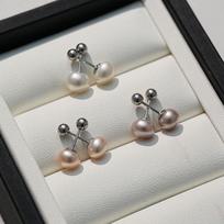 Elegant 999 Sterling Silver Screw Clasp Freshwater Pearl Stud Earrings for Women - Light Luxury, Anti-Drop, Niche Design 5mm Silver