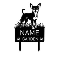Custom Chihuahua Dog Metal Garden Stake Personalized Pet Memorial Grave Marker Sign Remembrance Gift juoda