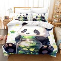 Panda Duvet Cover Set 3D Childrens Bedding Twin King Size Soft Comforter Set Cute Animal Print 135X200cm