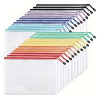 24 vnt. tinklelio maišelis su užtrauktuku, atsparus vandeniui, didelės talpos, skaidrus, A4 dydžio, organizavimo krepšys, dokumentų laikiklis 24PCS gray