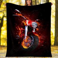 Fire Motorcycle Fleece Printed Flannel Blanket, Warm Soft Throw Sofa Bed Blanket 80cm x 120cm