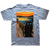 Funny The Scream Black Cat T Shirts Summer Style Graphic Cotton Streetwear Short Sleeve Birthday Gifts Tshirt Mens Clothing S