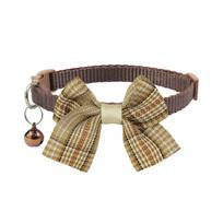 1/4PCS Brown Winter Dog Collar Bowknot Puppy Chihuahua Collars with Bell Adjustable Safety Buckle Cats Bow Tie Pets Accessories