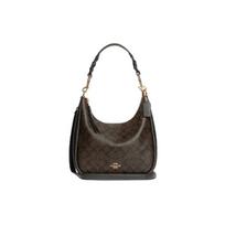 Coach Hobo 29 Užsegimas užtrauktuku Klasikinis monogramos dengtas drobės su grūdėta oda Moteriška peties rankinė Tamsiai ruda C9189-IMAA8 Basic Set (Bag+Dust Bag) gray