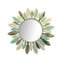 Geležies Menas Plunksnos Veidrodis Sienos Dekoracija Apvalus Boho Metalinis Rėmas Dekoratyvinis Modernus Makiažas for beige