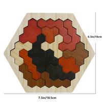 Medinis šešiakampis dėlionė vaikams ir suaugusiems, Tangramo kaladėlės smegenų mankštos žaislas, Geometrijos loginis IQ žaidimas, Montessori edukacinė dovana