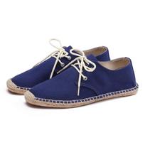 Men's Breathable Lace-Up Linen Canvas Slip-On Sneakers 44