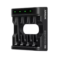 Baterijų įkroviklis XTAR 4 lizdams AA/AAA (Li‑jon, NiMH) USB‑C, LED indikatoriai, juodas