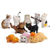 10Pcs Cat Figurine Personalized No Odor Plastic Car Center Console Cat Statue for Desktop įvairiaspalvis